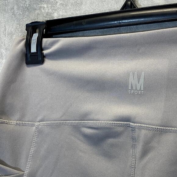 NICOLE MILLER Women's Grey High-Rise Contrast Stripe Mesh Leg Pull-On Crop - Picture 5 of 9